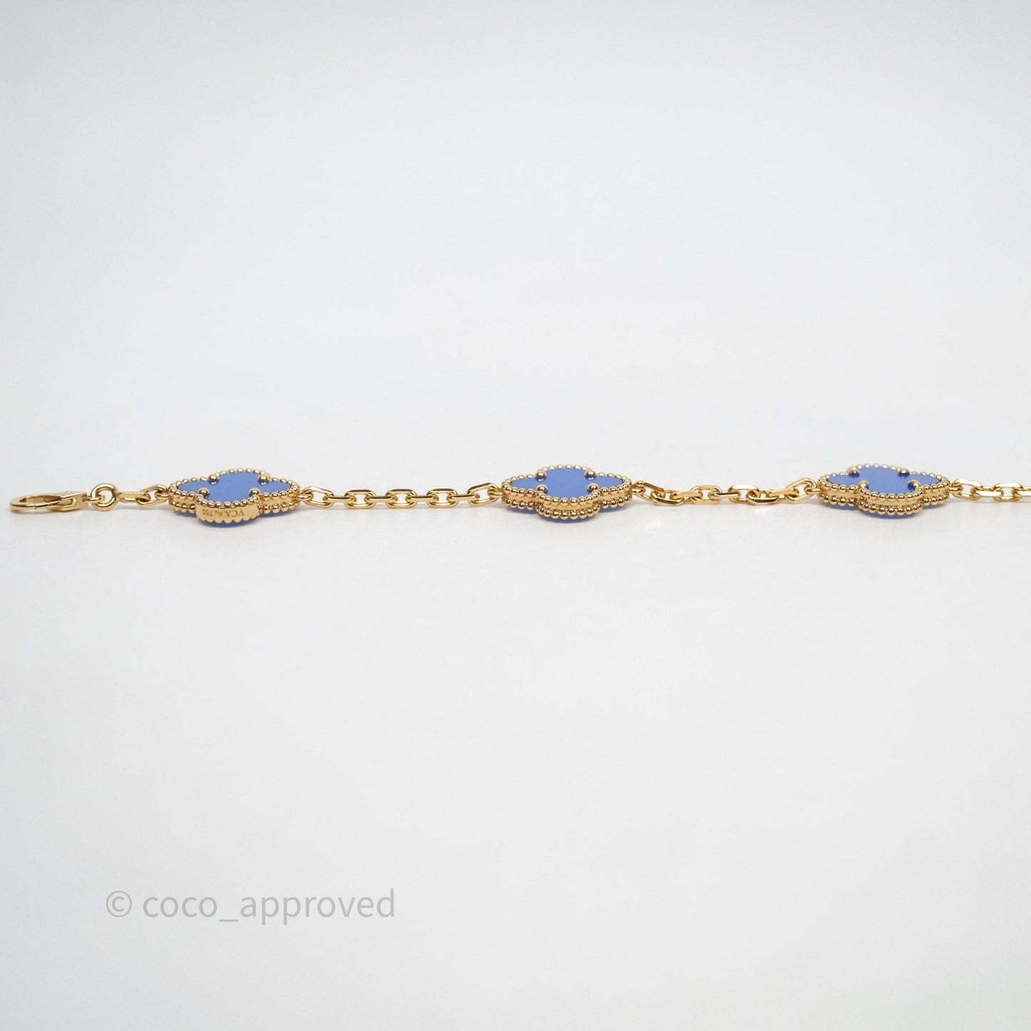 Van Cleef & Arpels Vintage Alhambra 5 Motifs Blue Agate Yellow Gold Bracelet