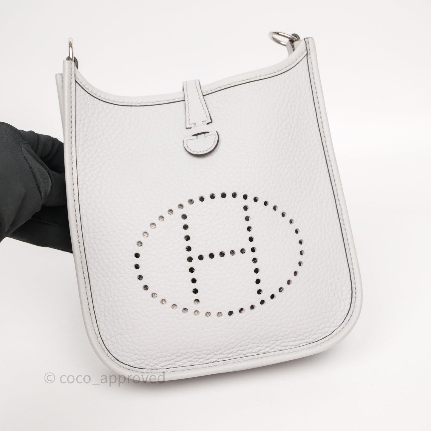 Hermès Mini Evelyne 16 Bleu Pale/Nata 08 Clemence Palladium Hardware