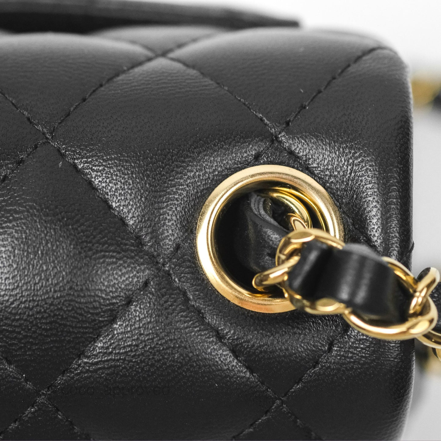 Chanel Mini Square Flap Bag Quilted Black Lambskin Gold Hardware