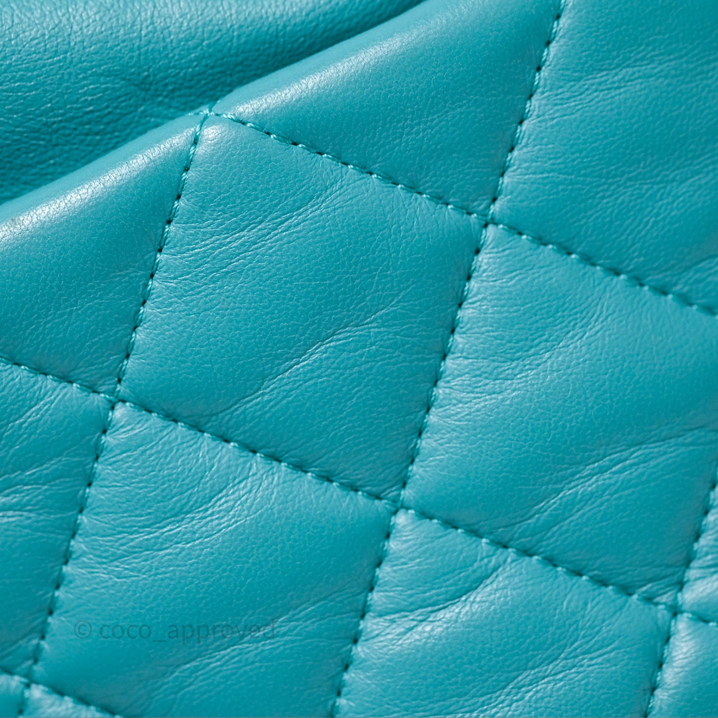Chanel Pearl CC Drawstring Bucket Bag Teal Green Lambskin Gold Hardware