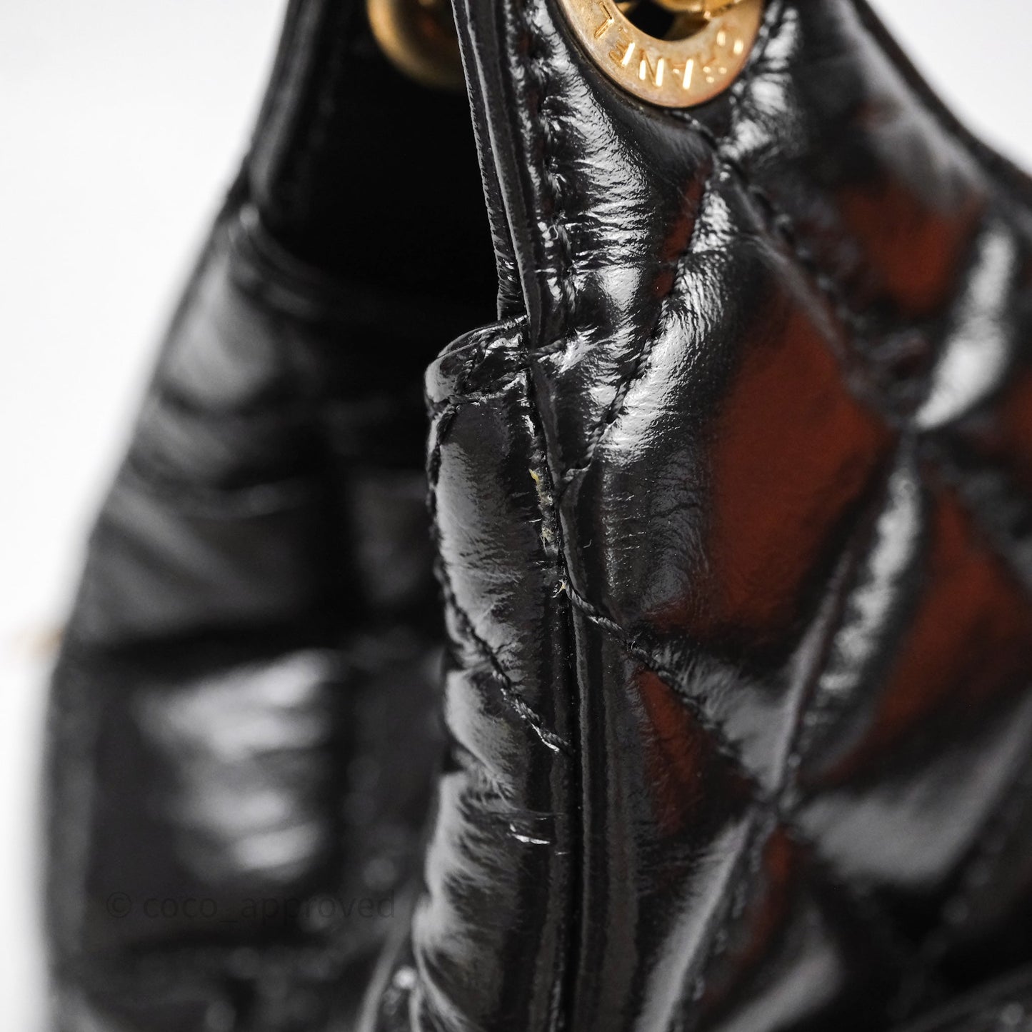 Chanel Medium Quilted Wavy CC Hobo Black Shiny Crumpled Calfskin Aged Gold Hardware