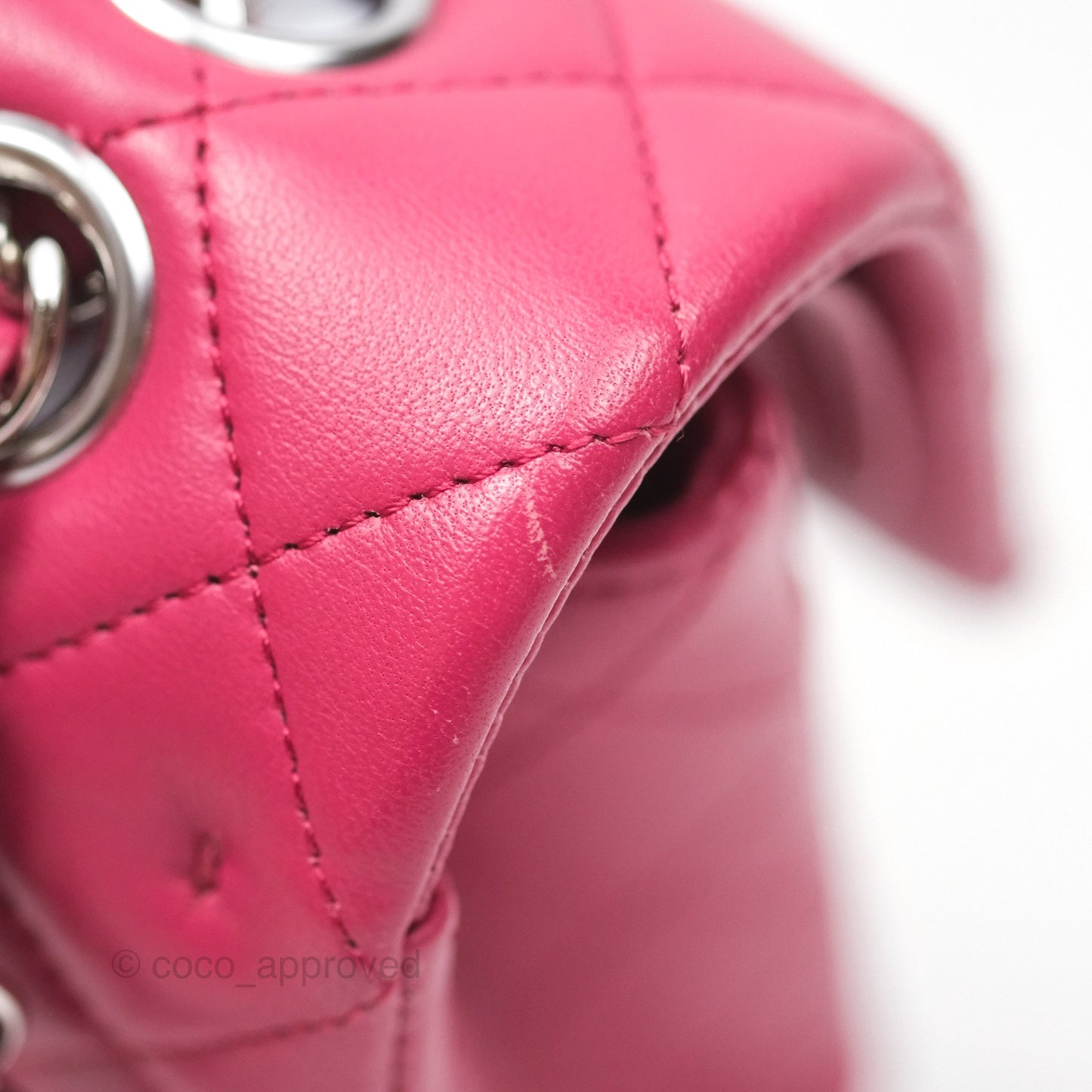Chanel Classic M/L Medium Flap Quilted Dark Pink Lambskin Silver Hardware