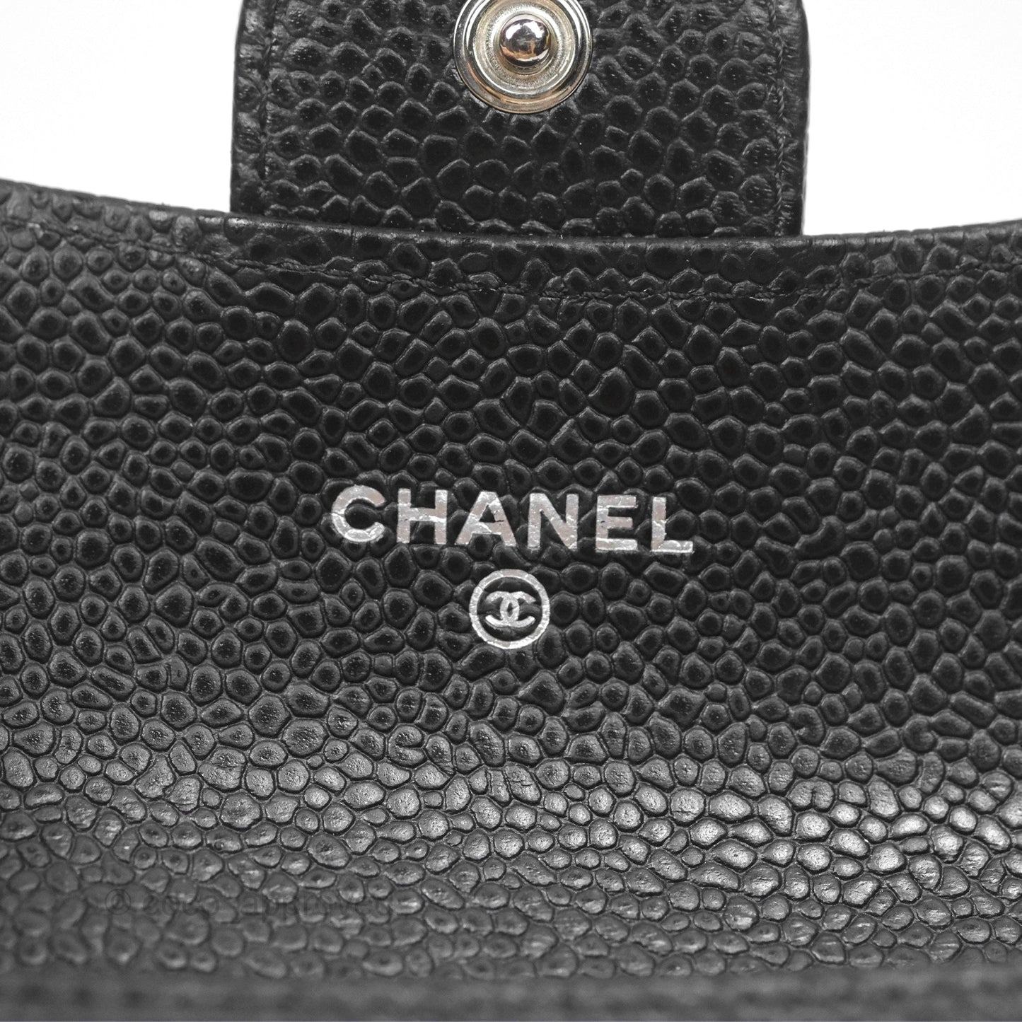 Chanel Quilted Flap Card Holder Black Caviar Silver Hardware
