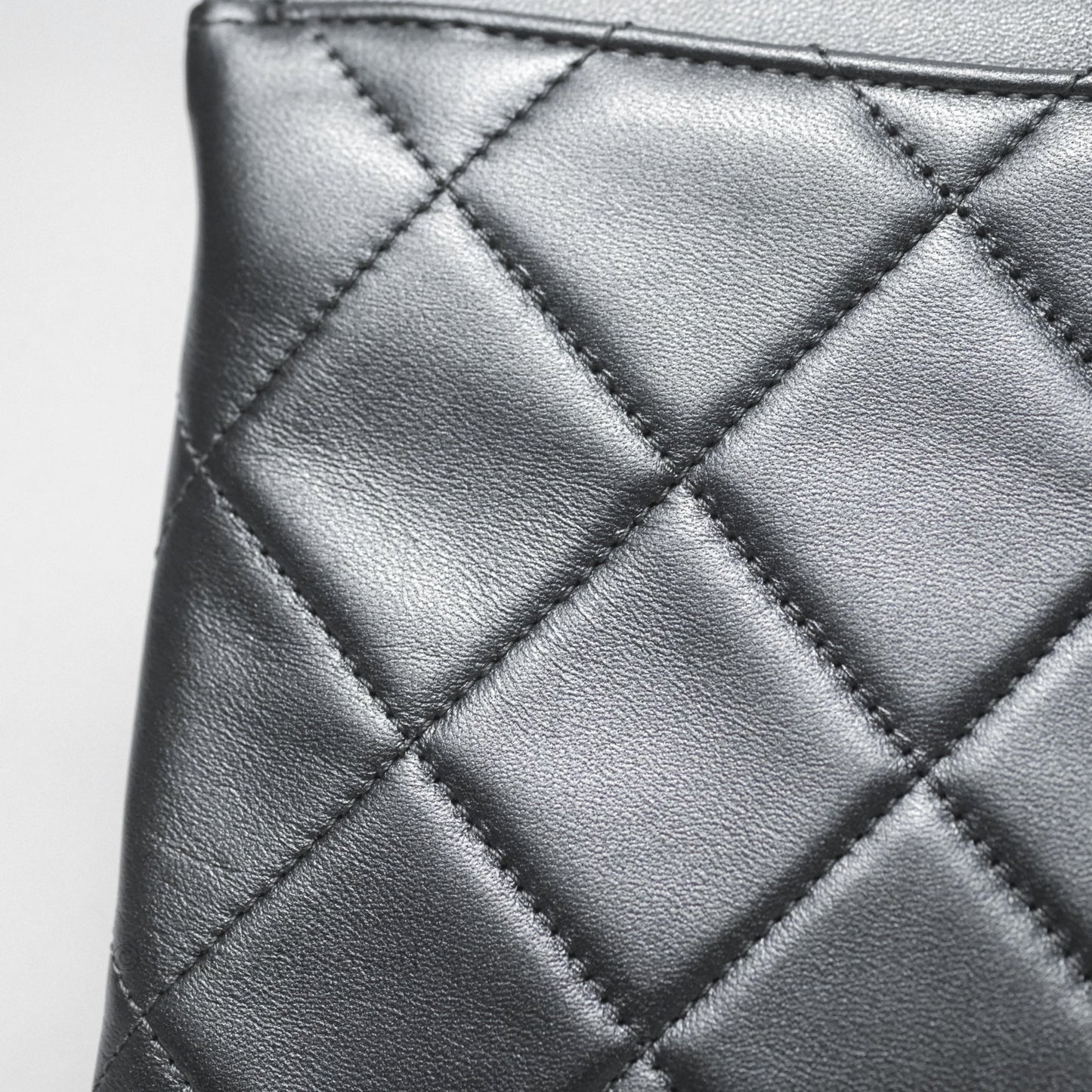 Chanel Clutch with Chain Metallic Dark Grey Silver Hardware