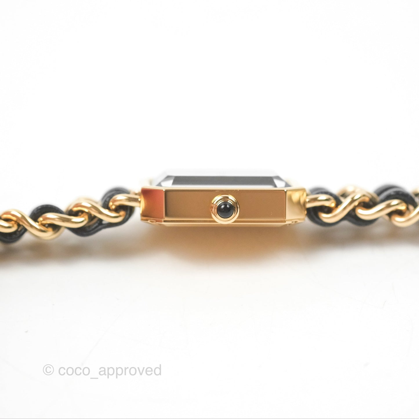 Chanel Première Watch Black Leather Gold Tone Size S