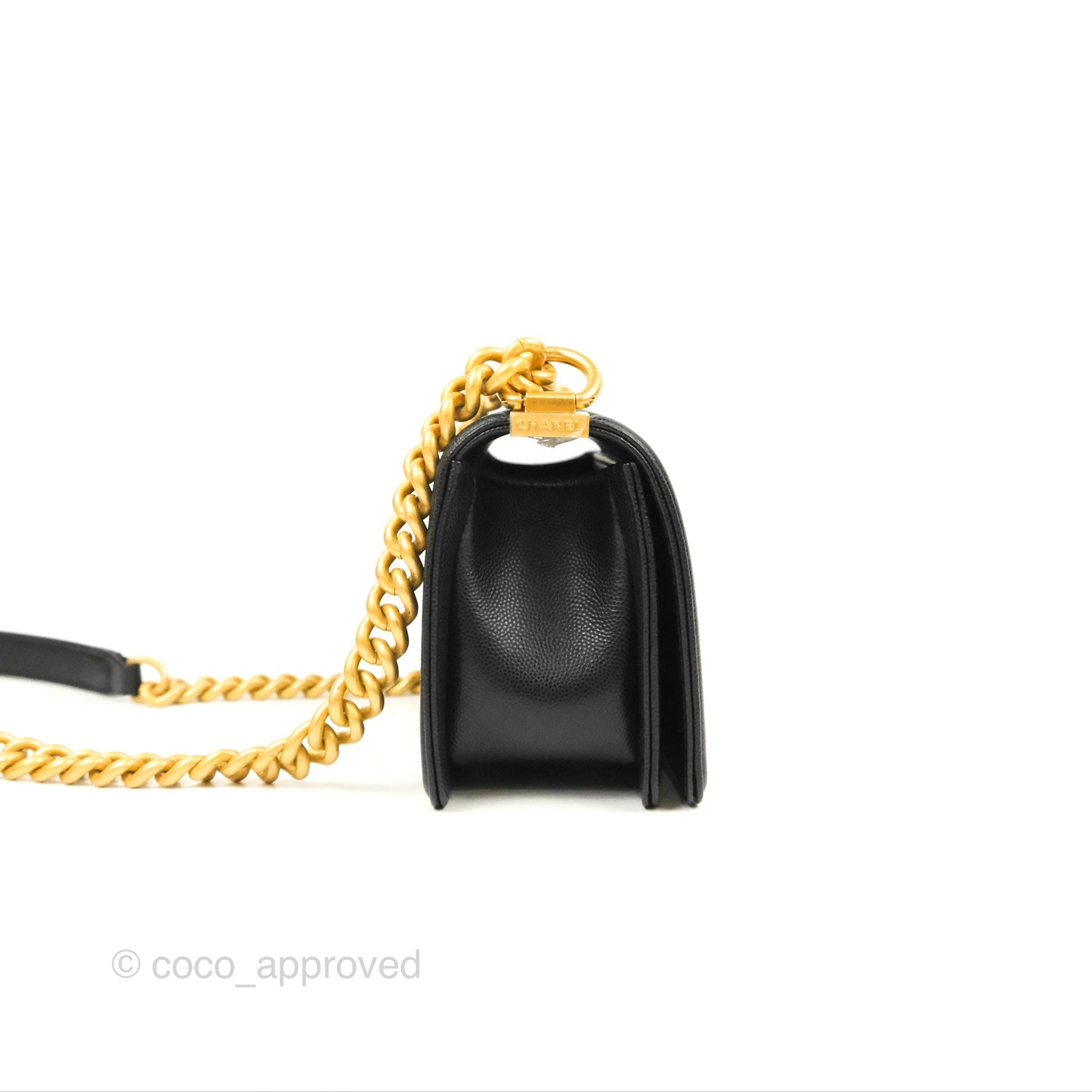 Chanel Small Boy Black Caviar Aged Gold Hardware