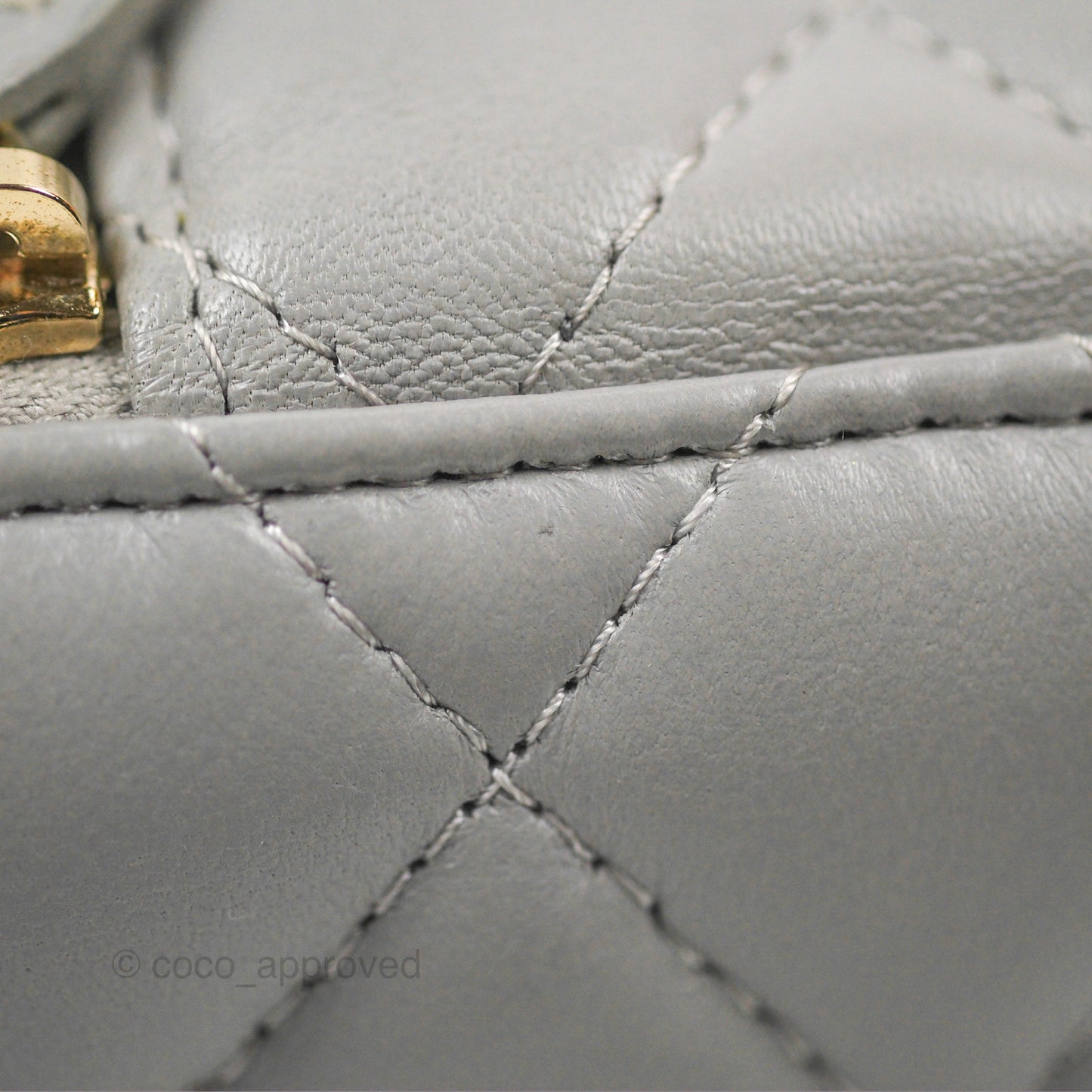 Chanel Classic Pearl Crush Mini Vanity With Chain Grey Lambskin Aged Gold Hardware