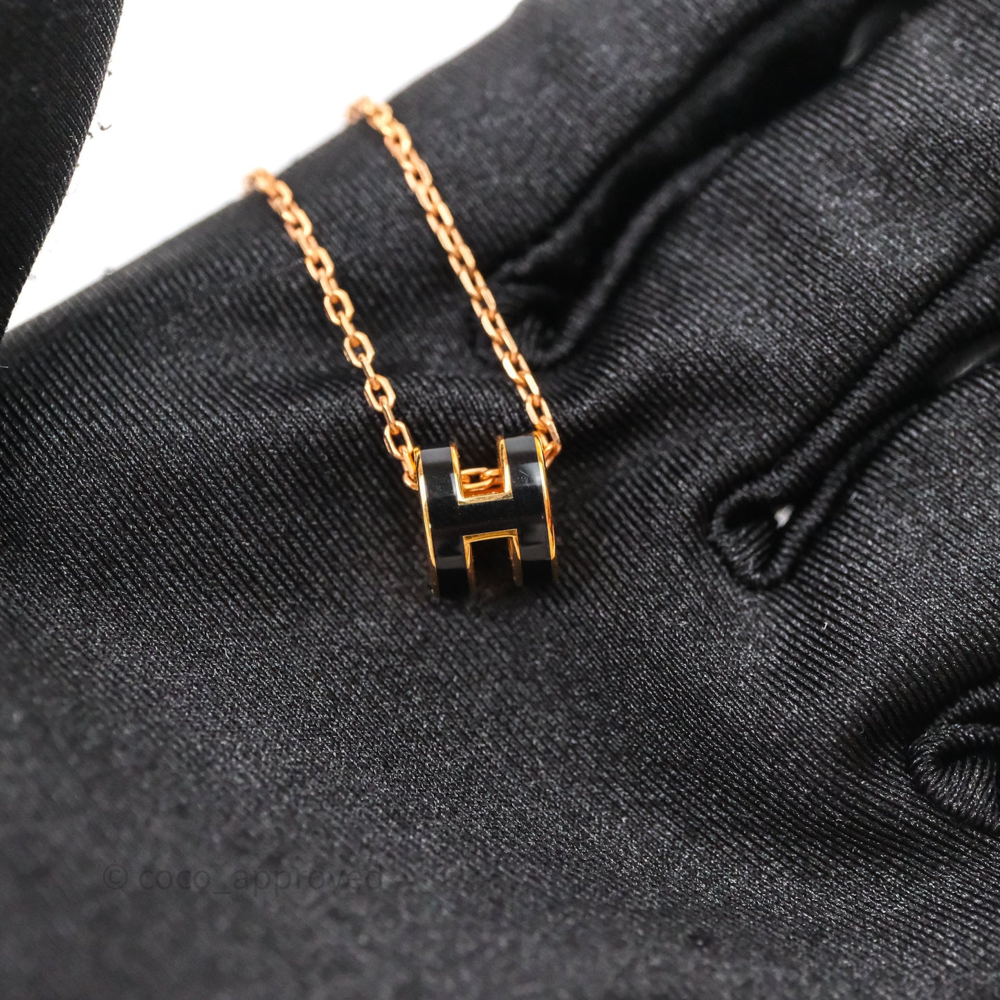 Hermès Mini Pop H Pendant Necklace Black Noir Rose Gold Hardware