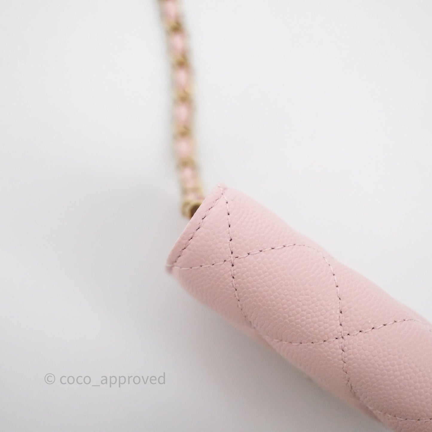 Chanel Mini Wallet With Chain Light Pink Caviar Gold Hardware