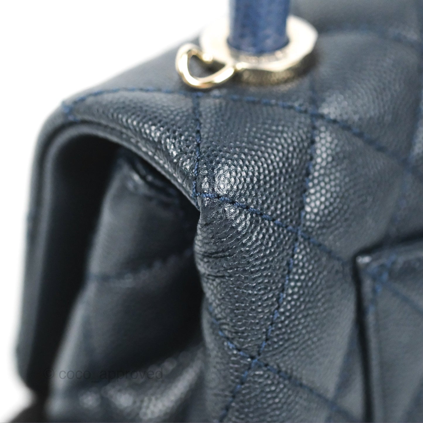 Chanel Mini Coco Handle Quilted Navy Caviar Gold Hardware