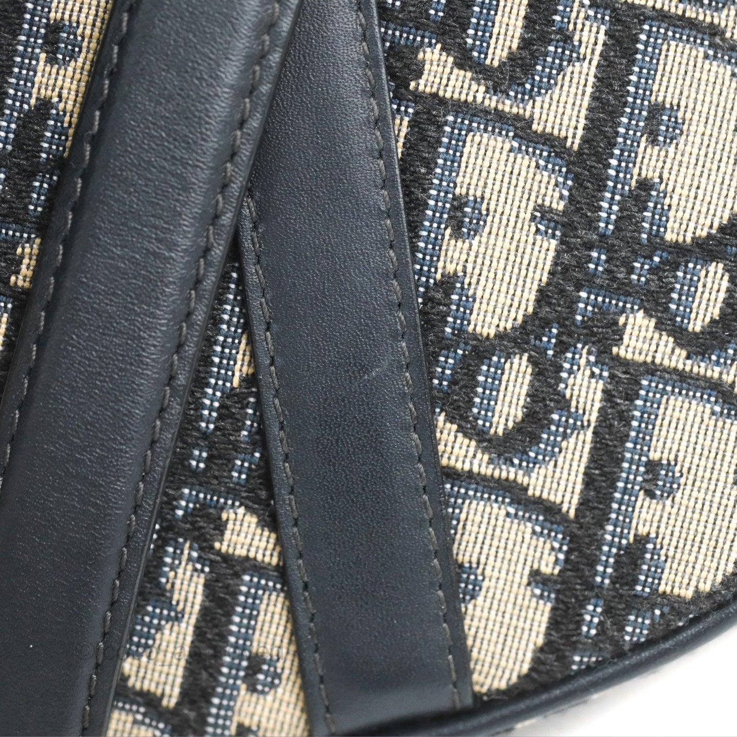 Christian Dior Mini Saddle Bag Blue Oblique Jacquard Gold Hardware