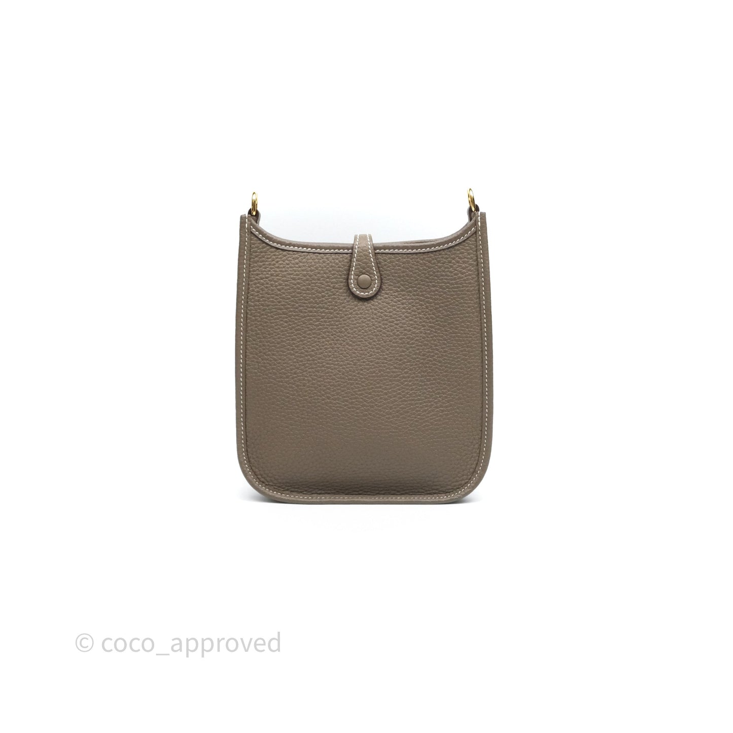 Hermès Mini Evelyne 16 Etoupe 18 Clemence Gold Hardware with Bleu Indigo Strap