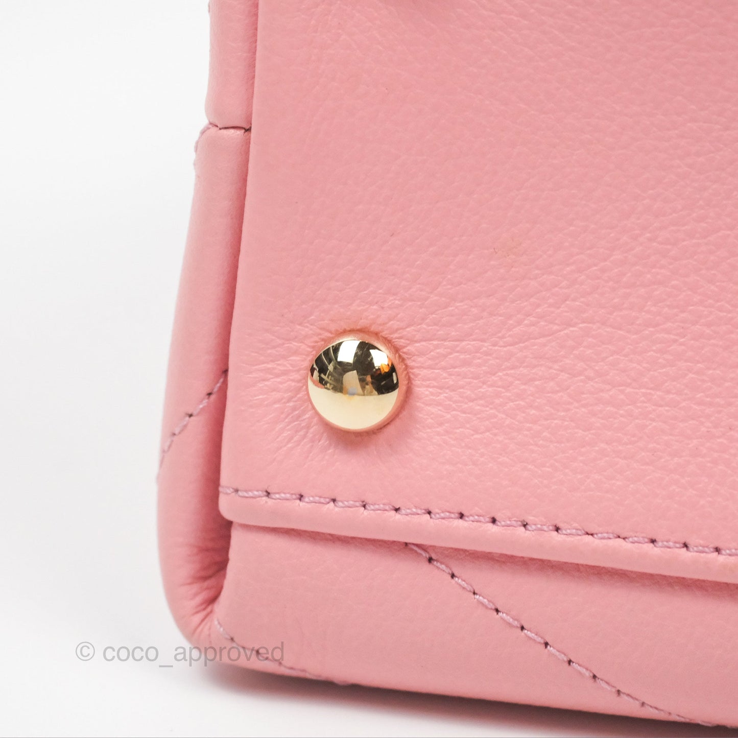Chanel Small Chevron Chic Top Handle Flap Pink Grained Calfskin Gold Hardware