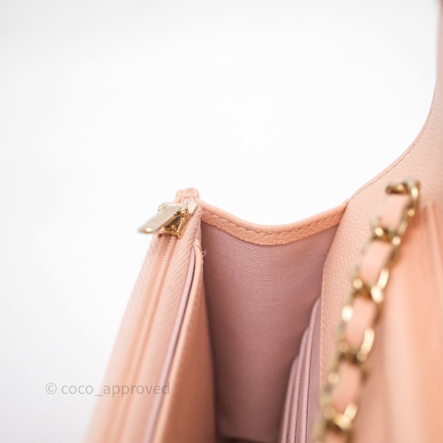 Chanel Quilted Classic Wallet on Chain WOC Pink Caviar Gold Hardware