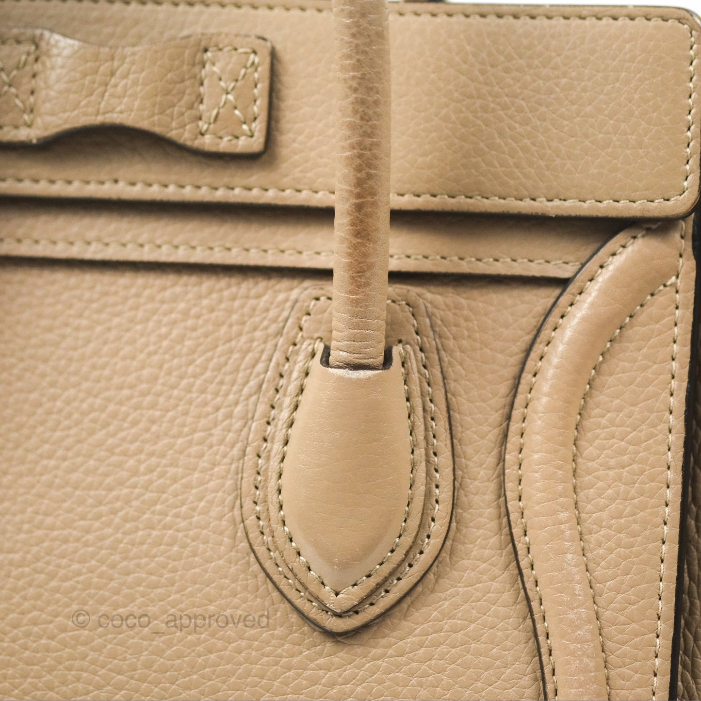 Celine Nano Luggage Bag Dune Drummed Calfskin