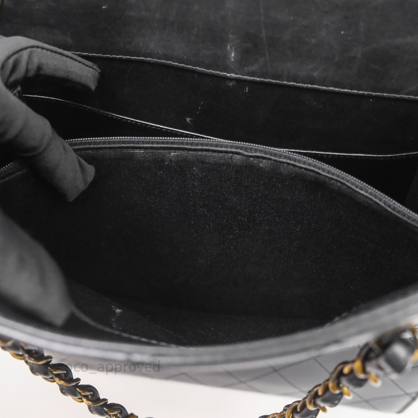 Chanel Vintage Tote Bag Quilted Black Lambskin Antique Gold Hardware