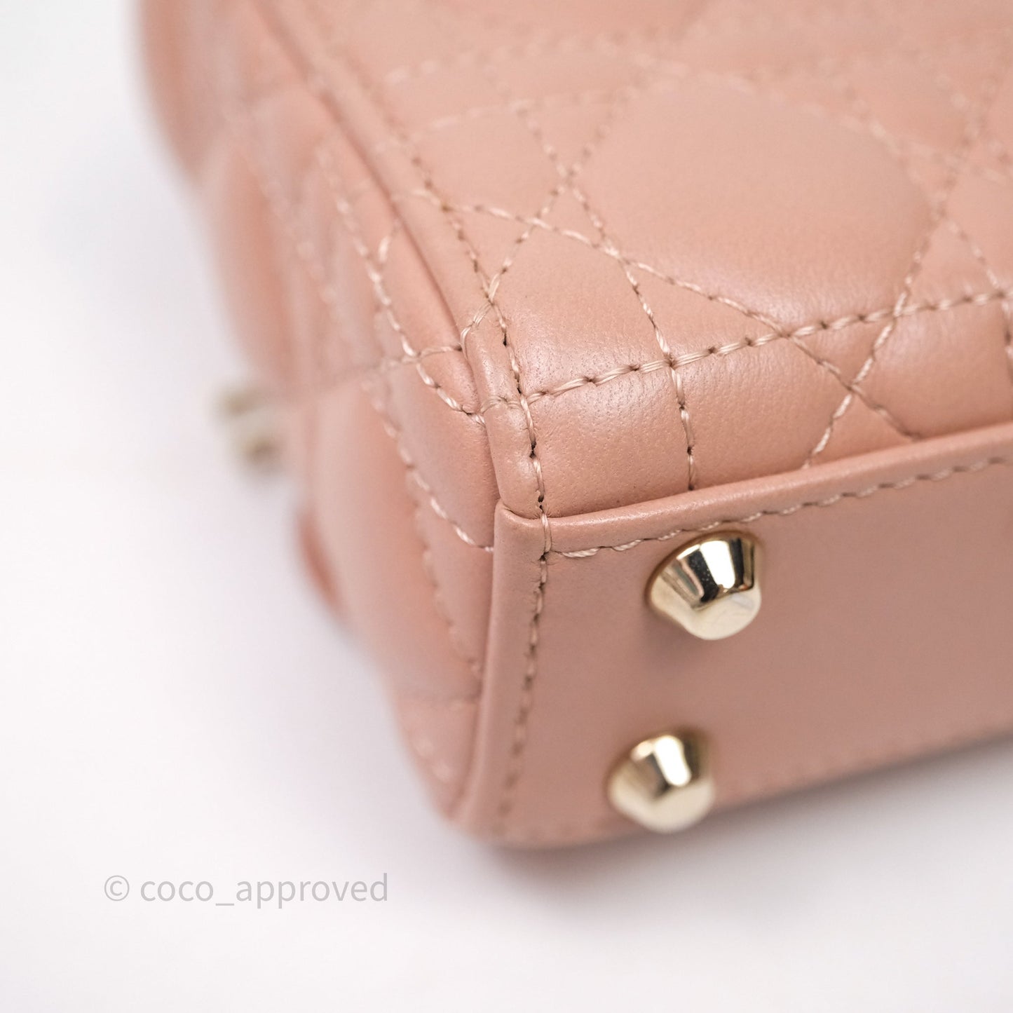 Christian Dior Micro Lady Dior Pink Beige Cannage Calfskin Gold Hardware