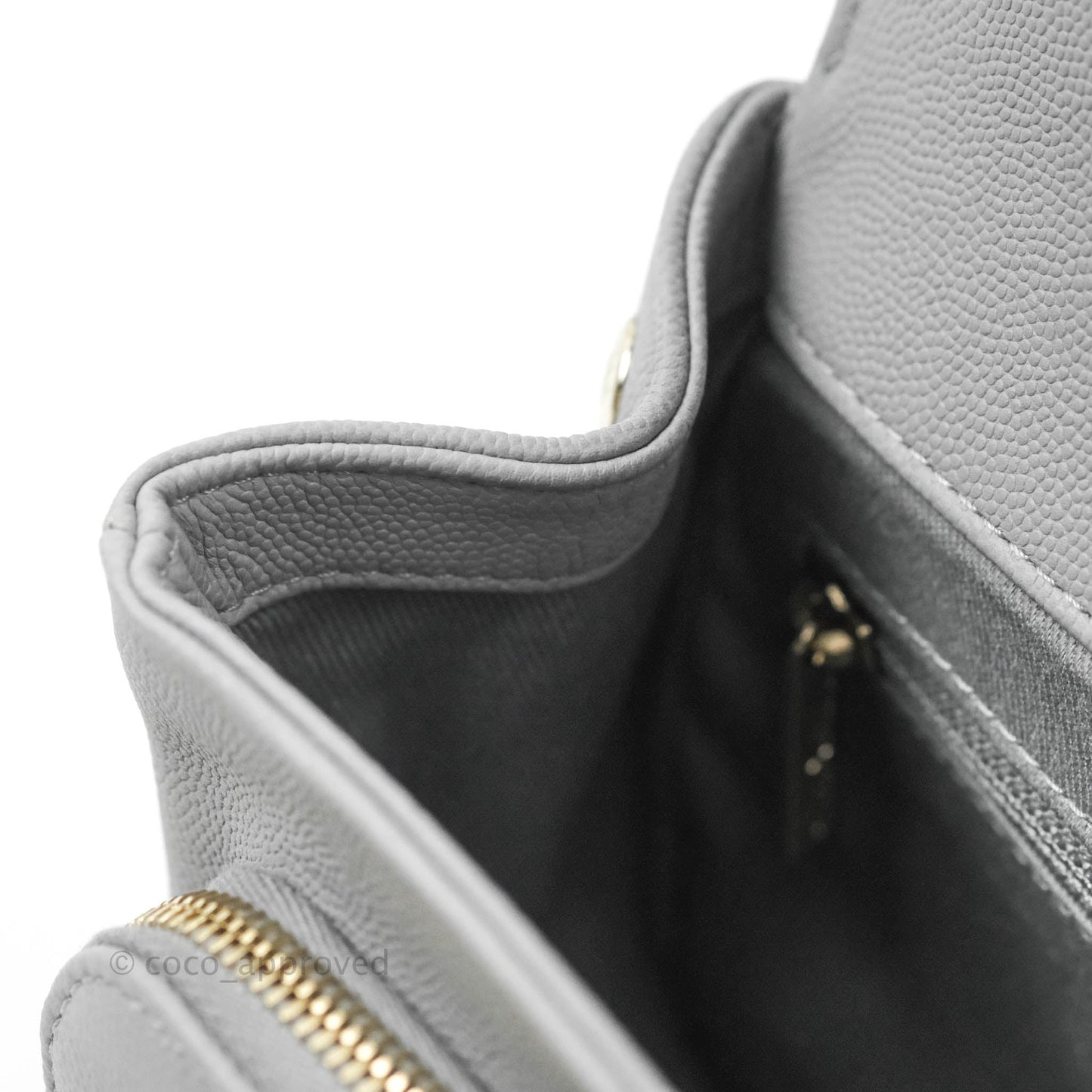 Chanel Quilted Small Business Affinity Flap Grey Caviar Gold Hardware