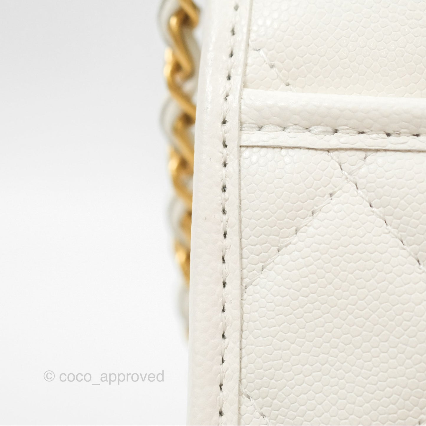 Chanel Mini School Memory Top Handle Flap White Caviar 22K