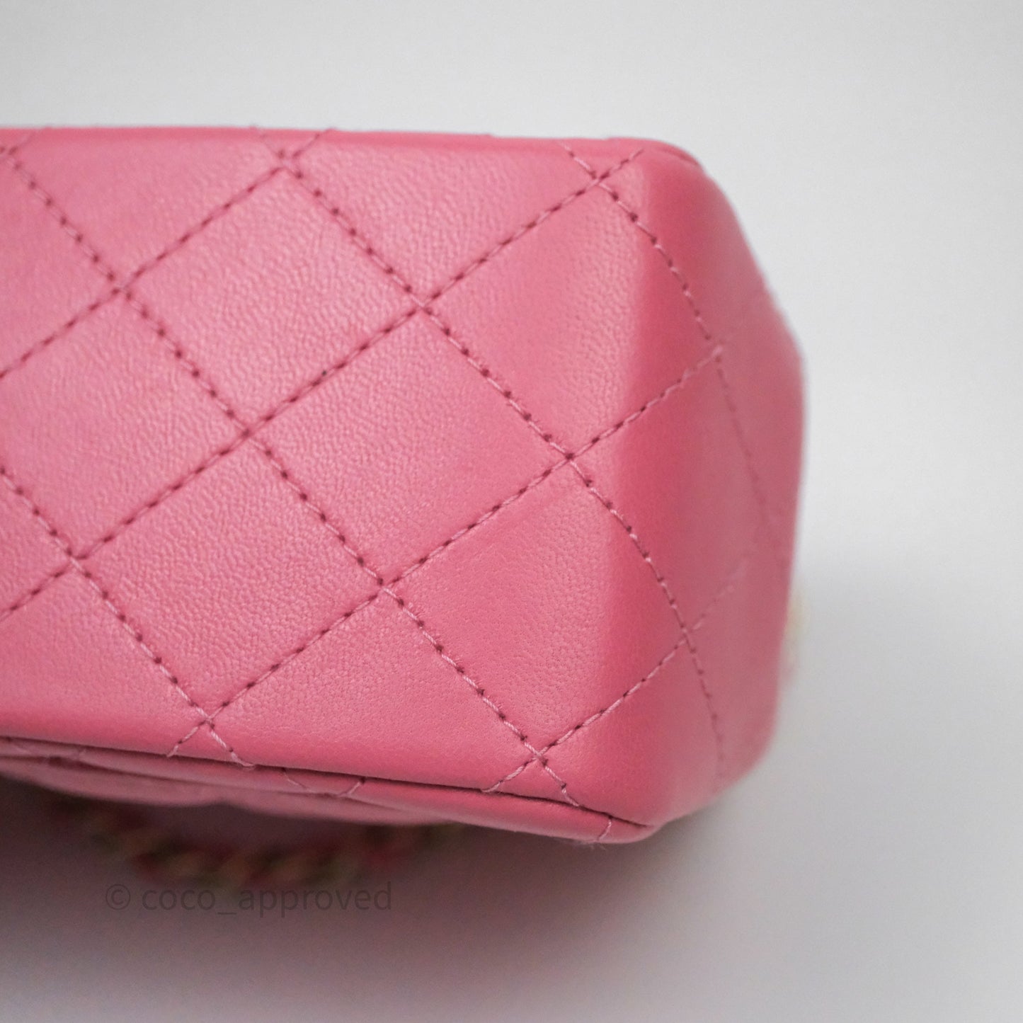 Chanel Quilted Mini Square Pink Lambskin Gold Hardware