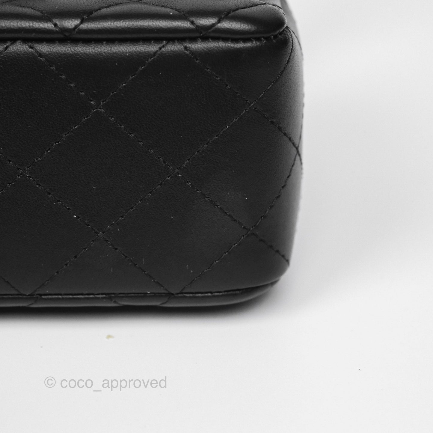 Chanel Quilted Mini Rectangular Flap Black Lambskin Silver Hardware