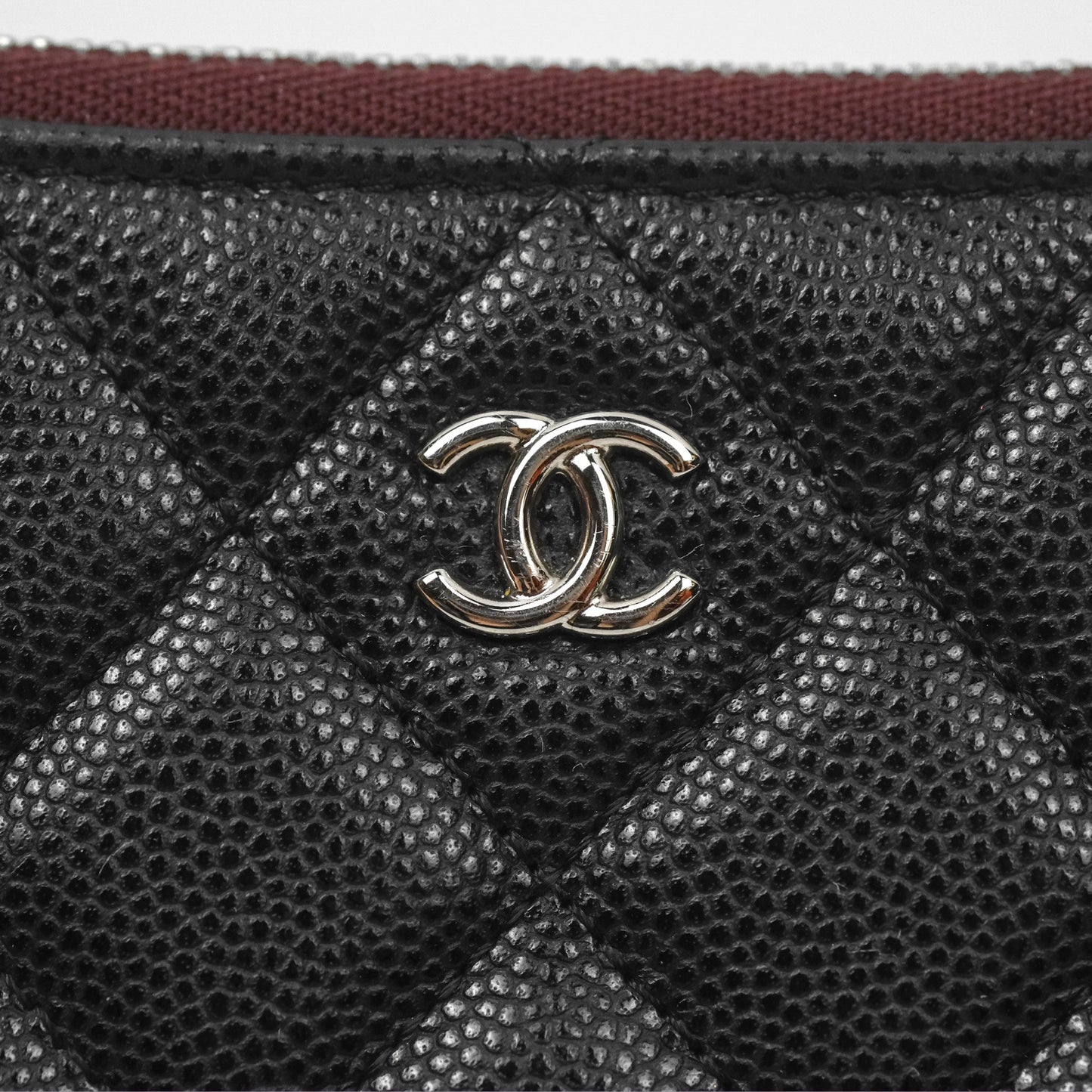 Chanel Quilted Mini O Case Black Caviar Silver Hardware