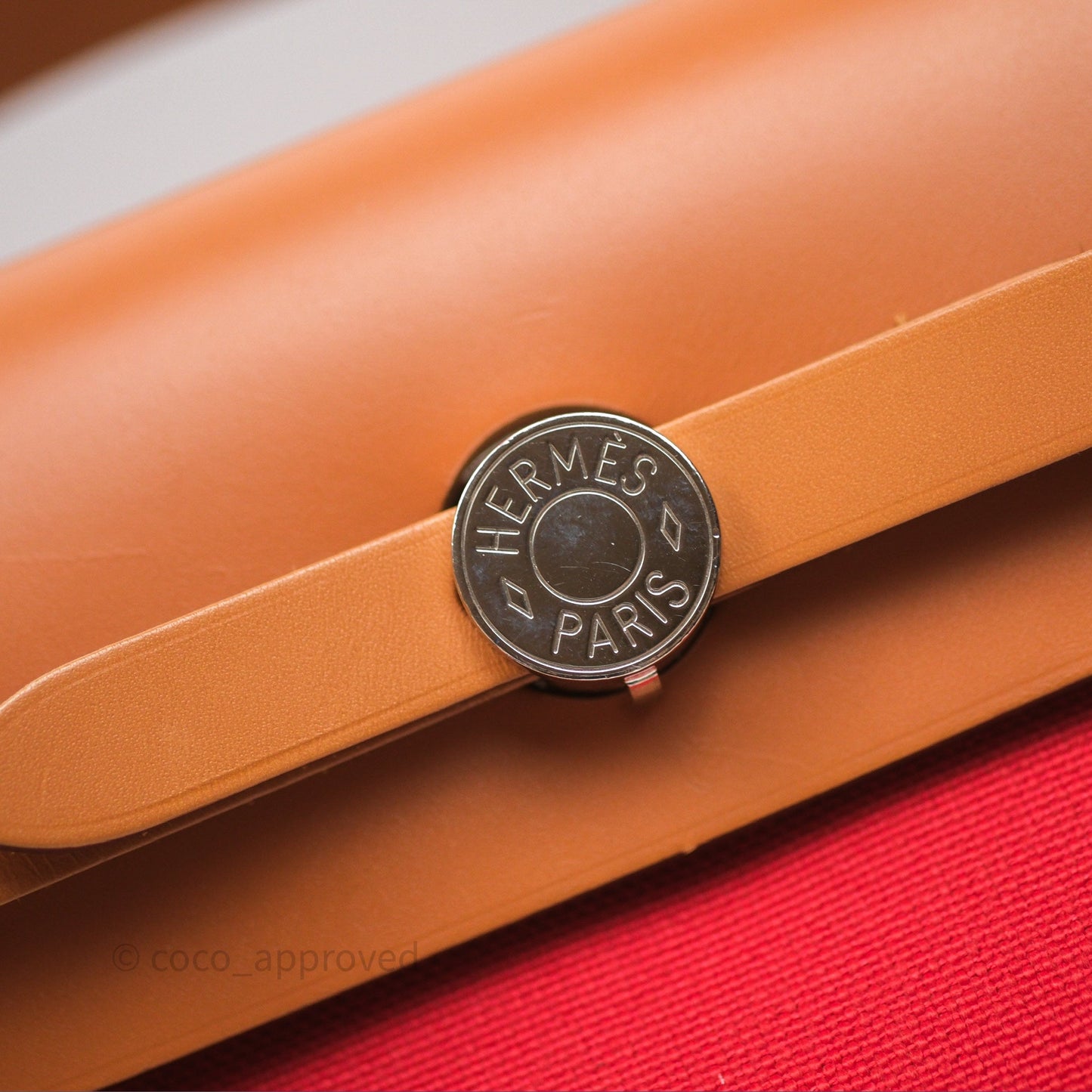 Hermès Herbag Zip 31 Red/Natural Canvas Palladium Hardware