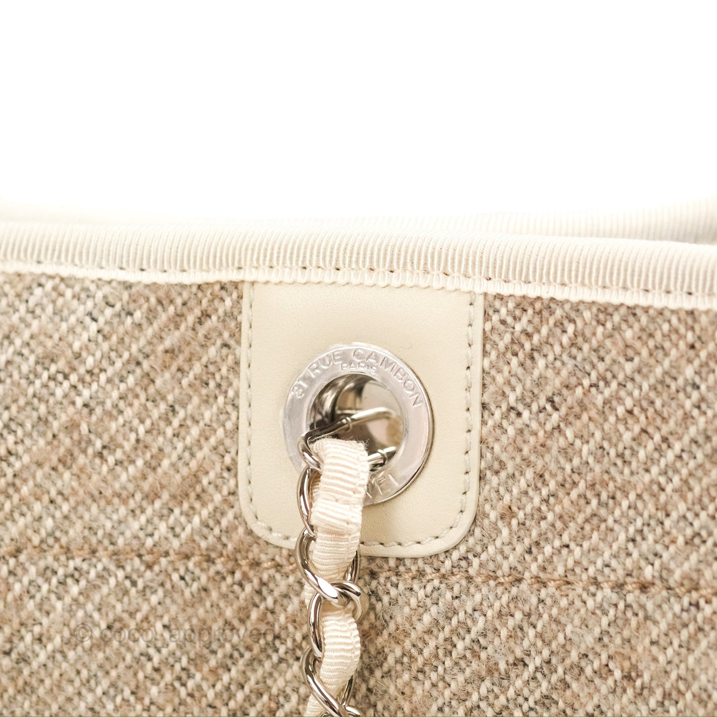 Chanel Medium Deauville Tote Taupe Mixed Fibres Silver Hardware