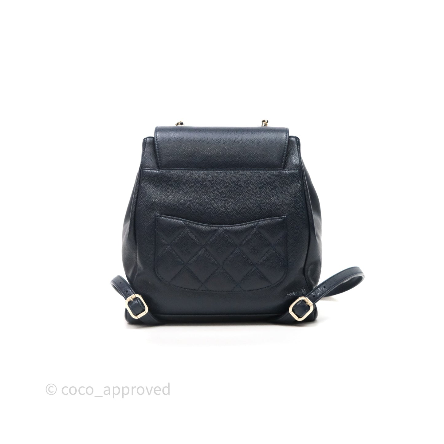 Chanel Quilted Business Affinity Backpack Navy Caviar Light Gold Hardware
