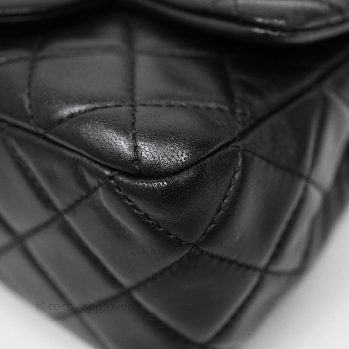 Chanel Pearl Crush Mini Square Quilted Black Lambskin Aged Gold Hardware
