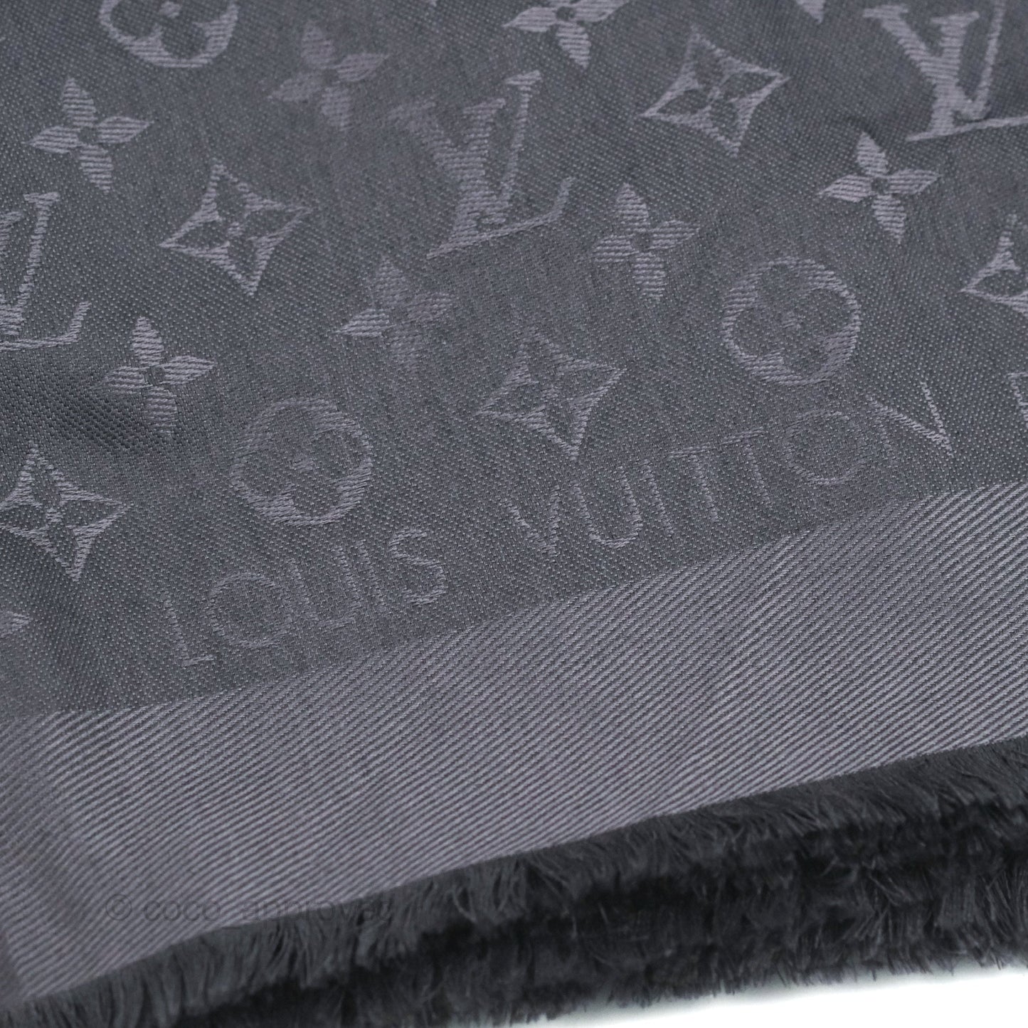 Louis Vuitton Silk Wool Monogram Shawl Anthracite