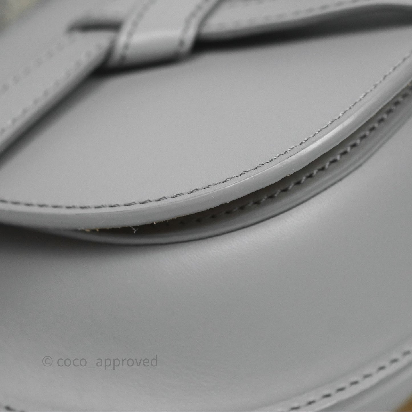 Loewe Mini Gate Dual Bag in Soft Calfskin & Jacquard Strap Light Grey