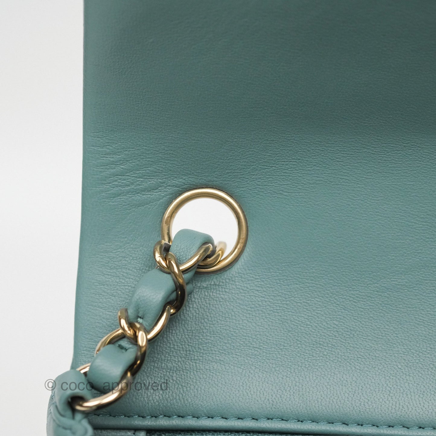 Chanel Quilted Mini Rectangular Flap Turquoise Blue Lambskin Gold Hardware