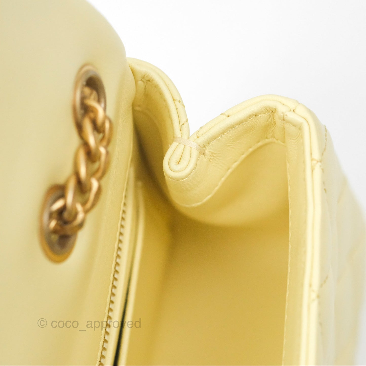 Chanel Mini Rectangular Flap with Camellia Adjustable Chain Yellow Lambskin Aged Gold Hardware 23S