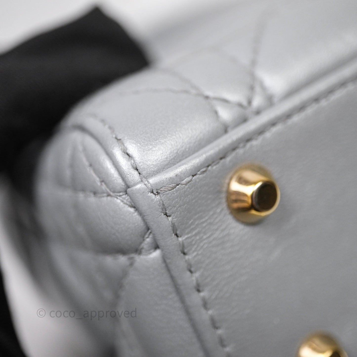 Christian Dior Mini Lady Dior Iridescent Grey Lambskin Cannage Gold Hardware