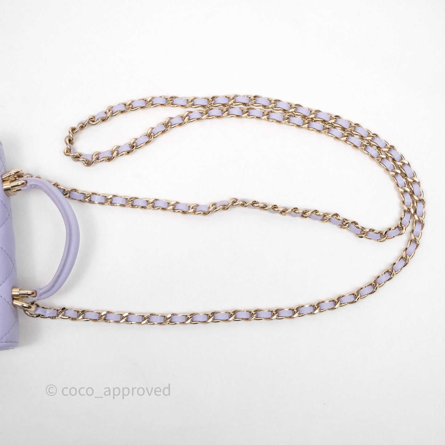 Chanel Mini Handle Flap Coin Purse With Chain Lilac Lambskin Gold Hardware