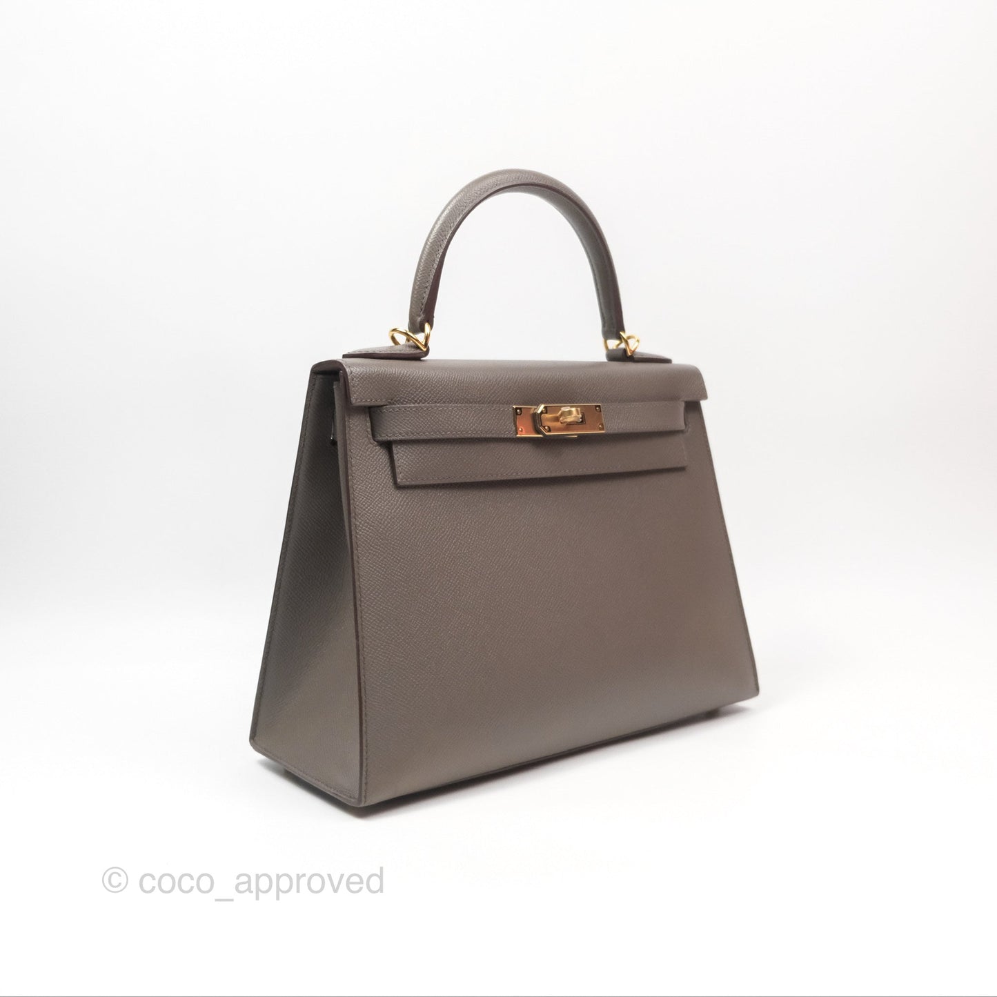 Hermès Kelly Sellier 28 Gris Etain 8F Epsom Gold Hardware