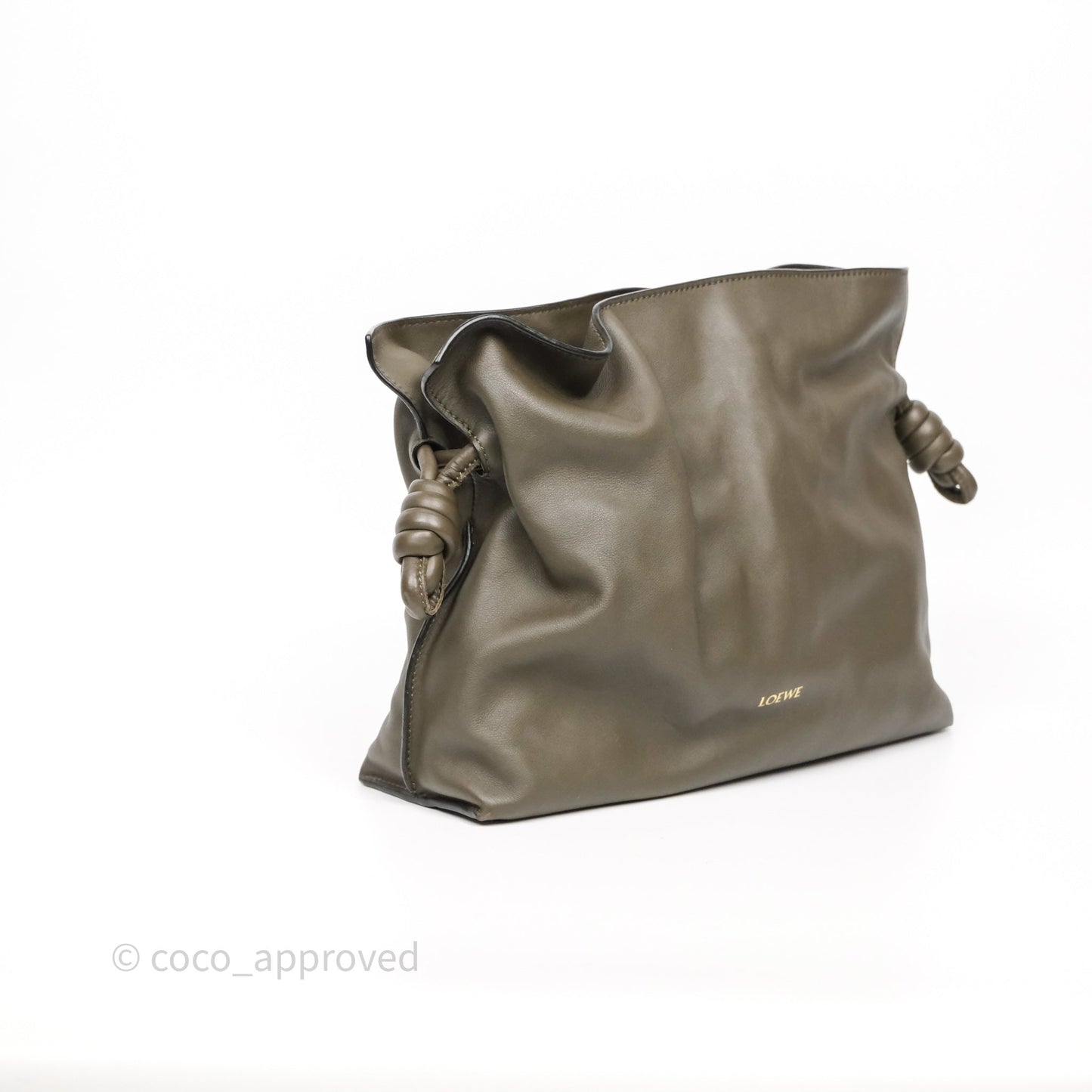 Loewe Flamenco Clutch Medium in Nappa Calfskin Dark Khaki Green