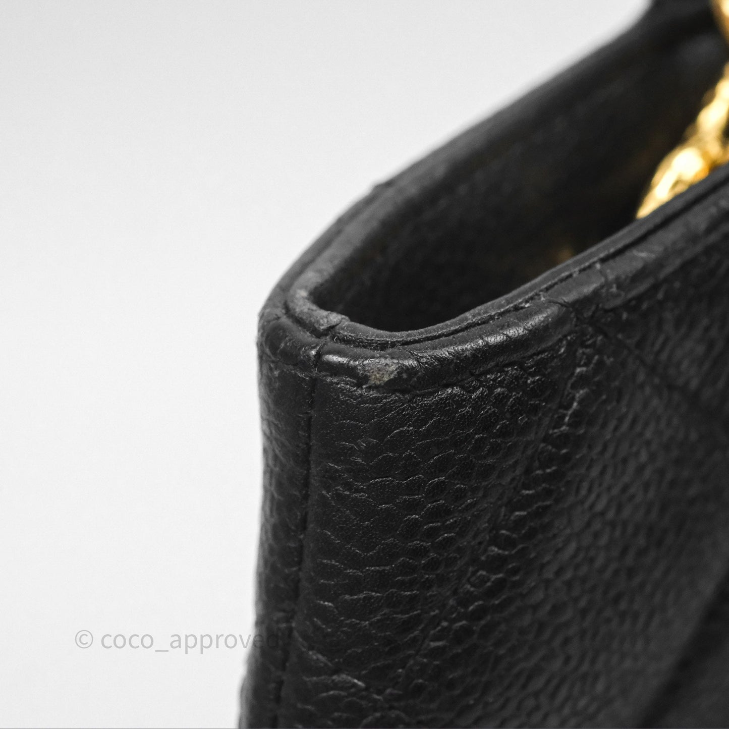 Chanel Vintage Medallion CC Black Caviar Tote Bag Gold Hardware