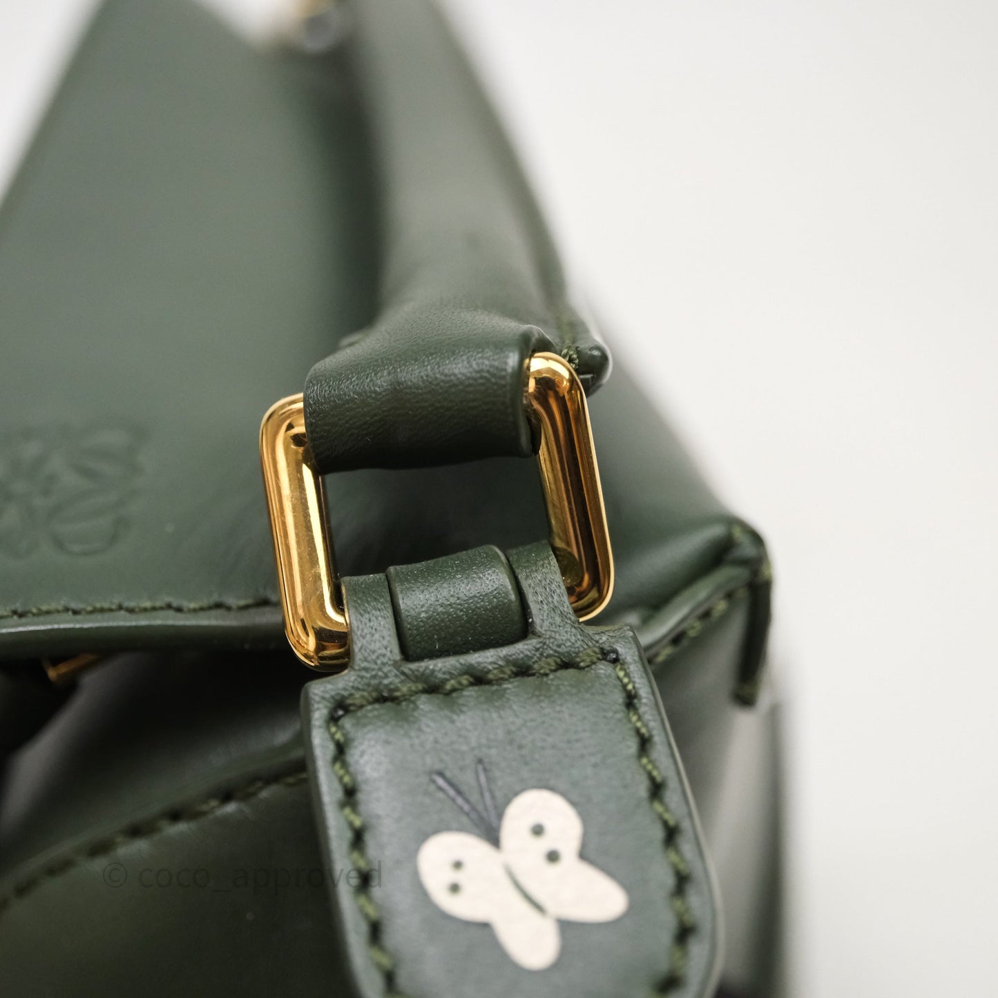 Loewe X SUNA FUJITA Mini Pandas Puzzle Bag Dark Green Calfskin Gold Hardware