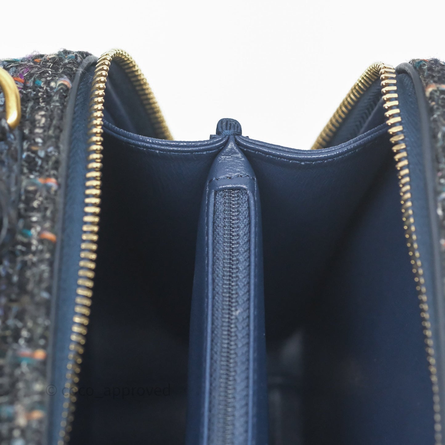 Chanel Medium CC Filigree Vanity Case Navy Tweed Python