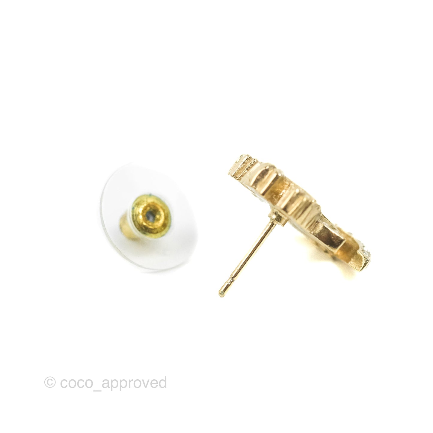 Chanel CC Crystal Crown Earrings Gold 21A
