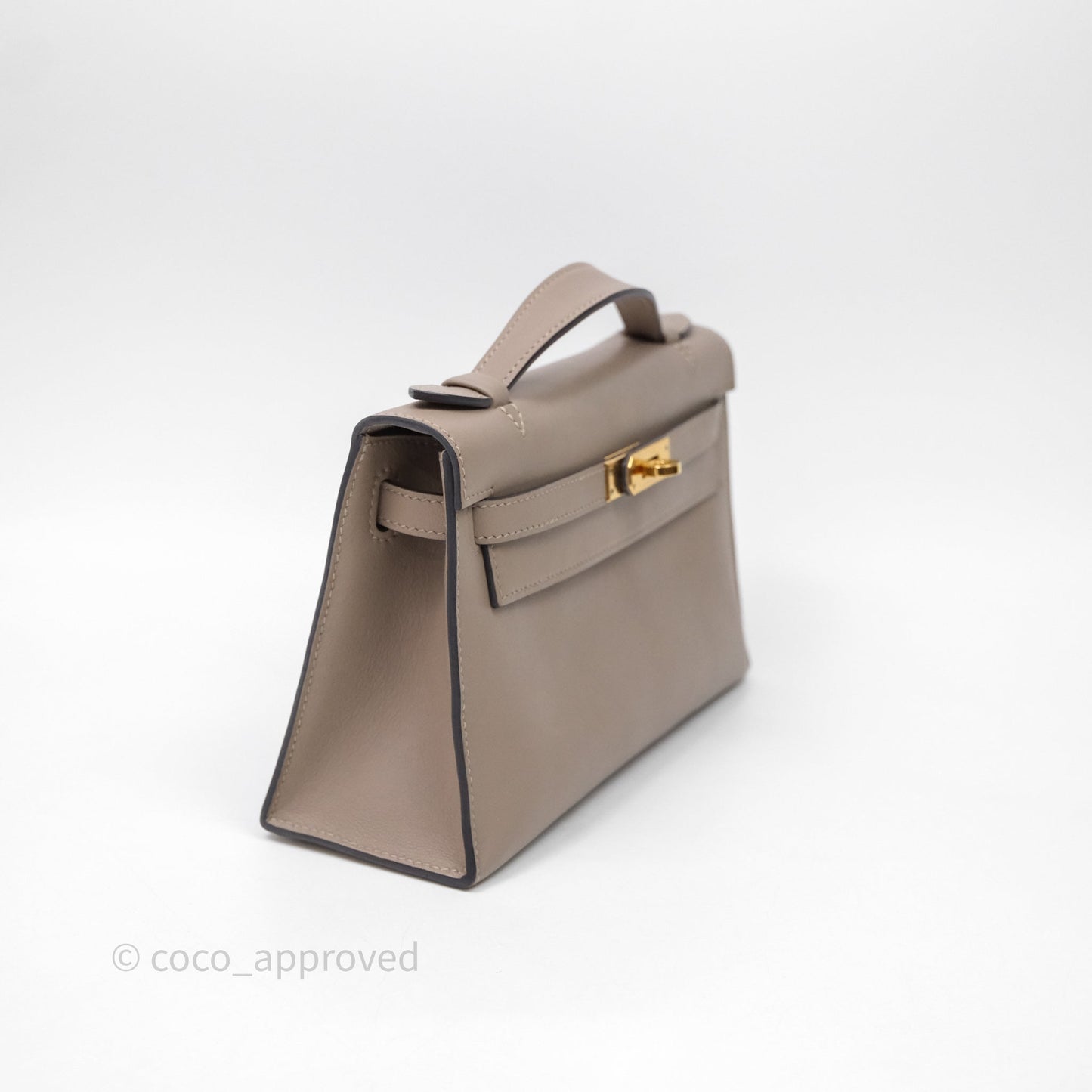 Hermès Kelly Pochette Gris Asphalte M8 Swift Gold Hardware