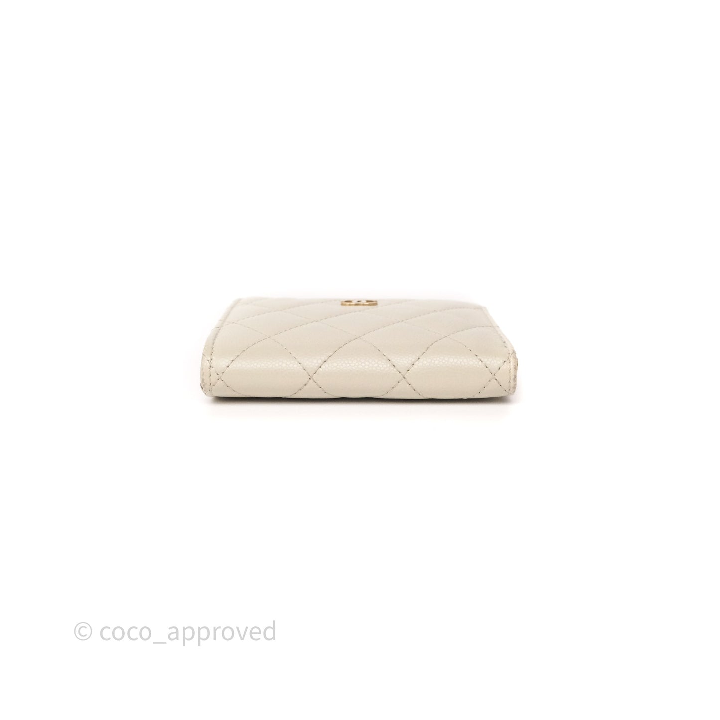 Chanel Zipper Card Holder Wallet Light Grey Caviar Gold Hardware