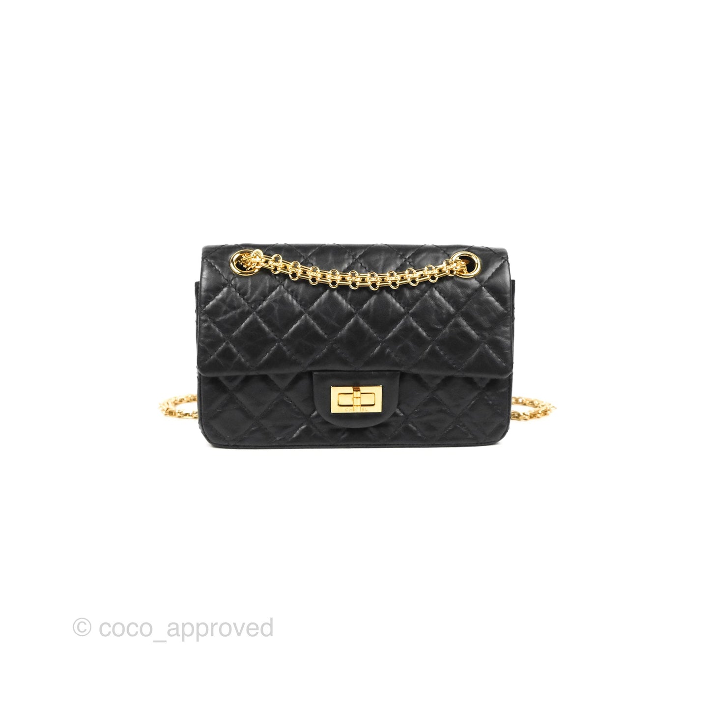 Chanel Mini Reissue 224 Black Aged Calfskin Gold Hardware