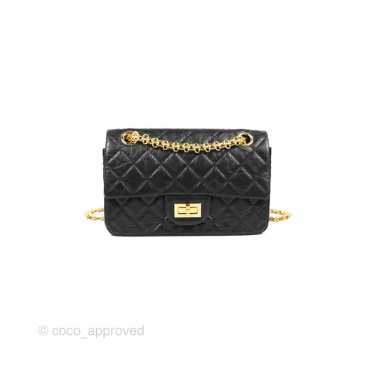 Chanel Mini Reissue 224 Black Aged Calfskin Gold Hardware