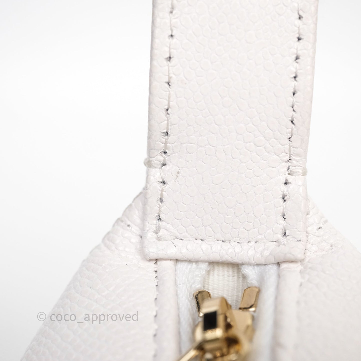 Chanel Quilted Hobo With Chain White Caviar Gold Hardware