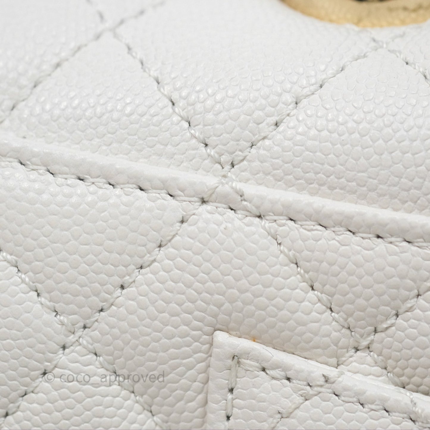 Chanel Small Coco Handle Quilted White Caviar Gold Hardware