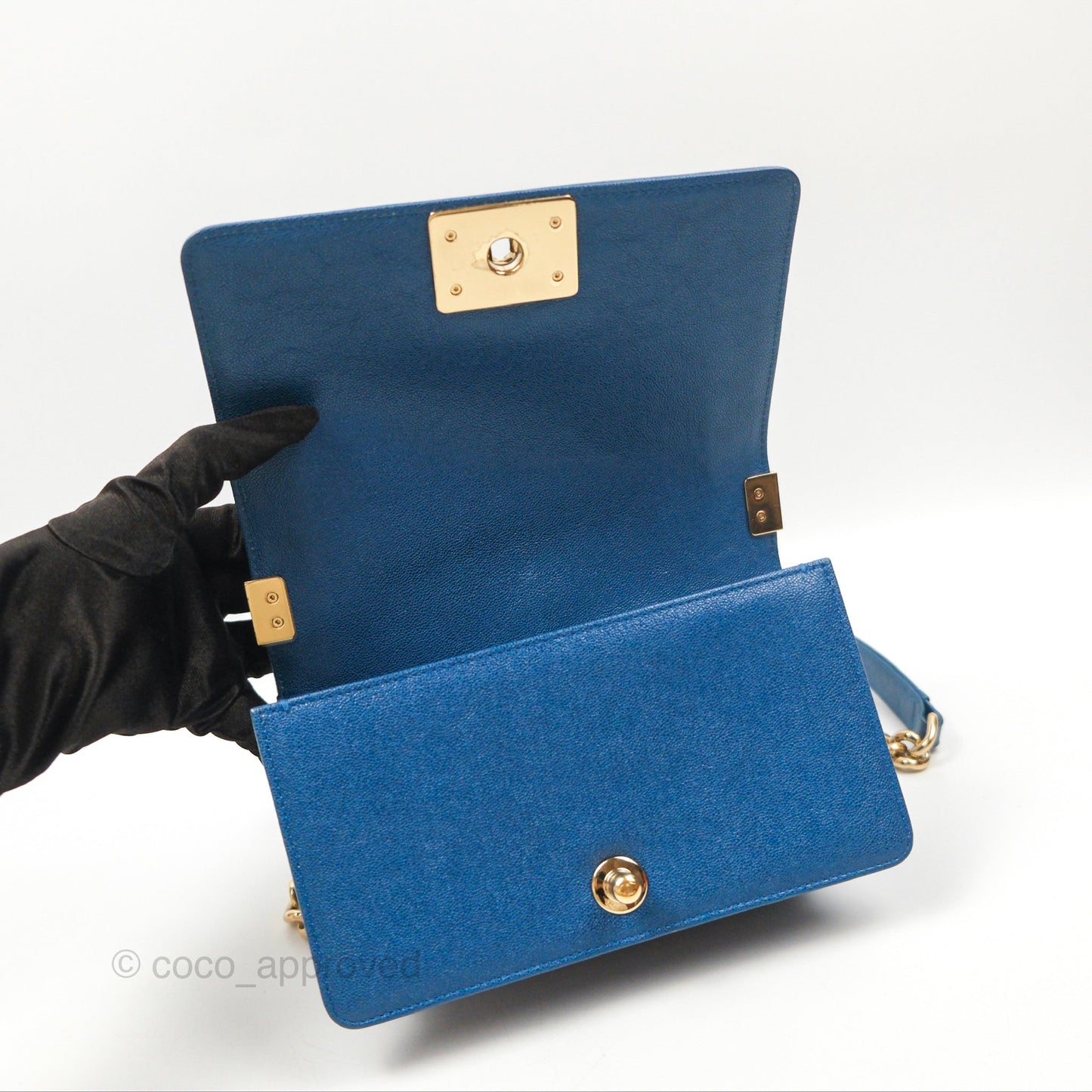 Chanel Small Boy Blue Caviar Gold Hardware