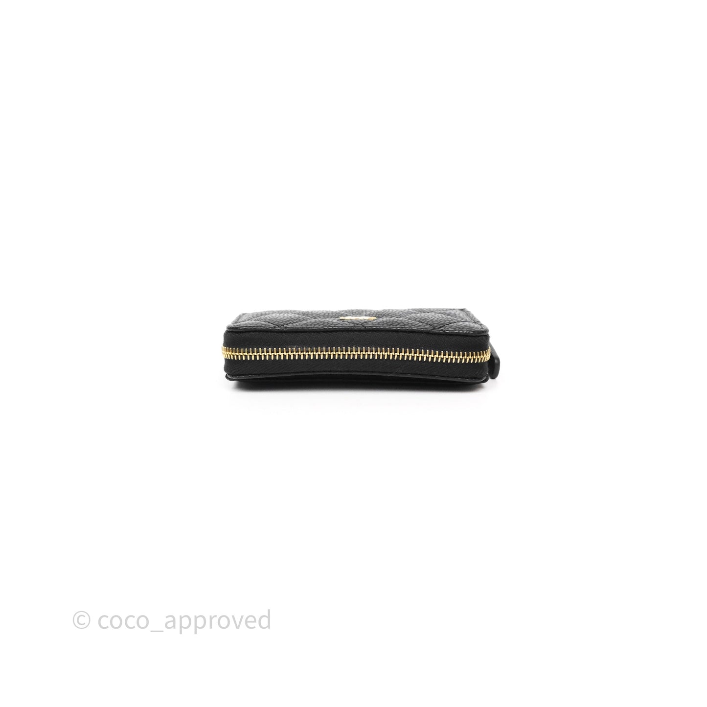 Chanel Classic Zipped Coin Purse Black Caviar Gold Hardware